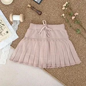 Pleated Knit Skirt - Dusty Rose