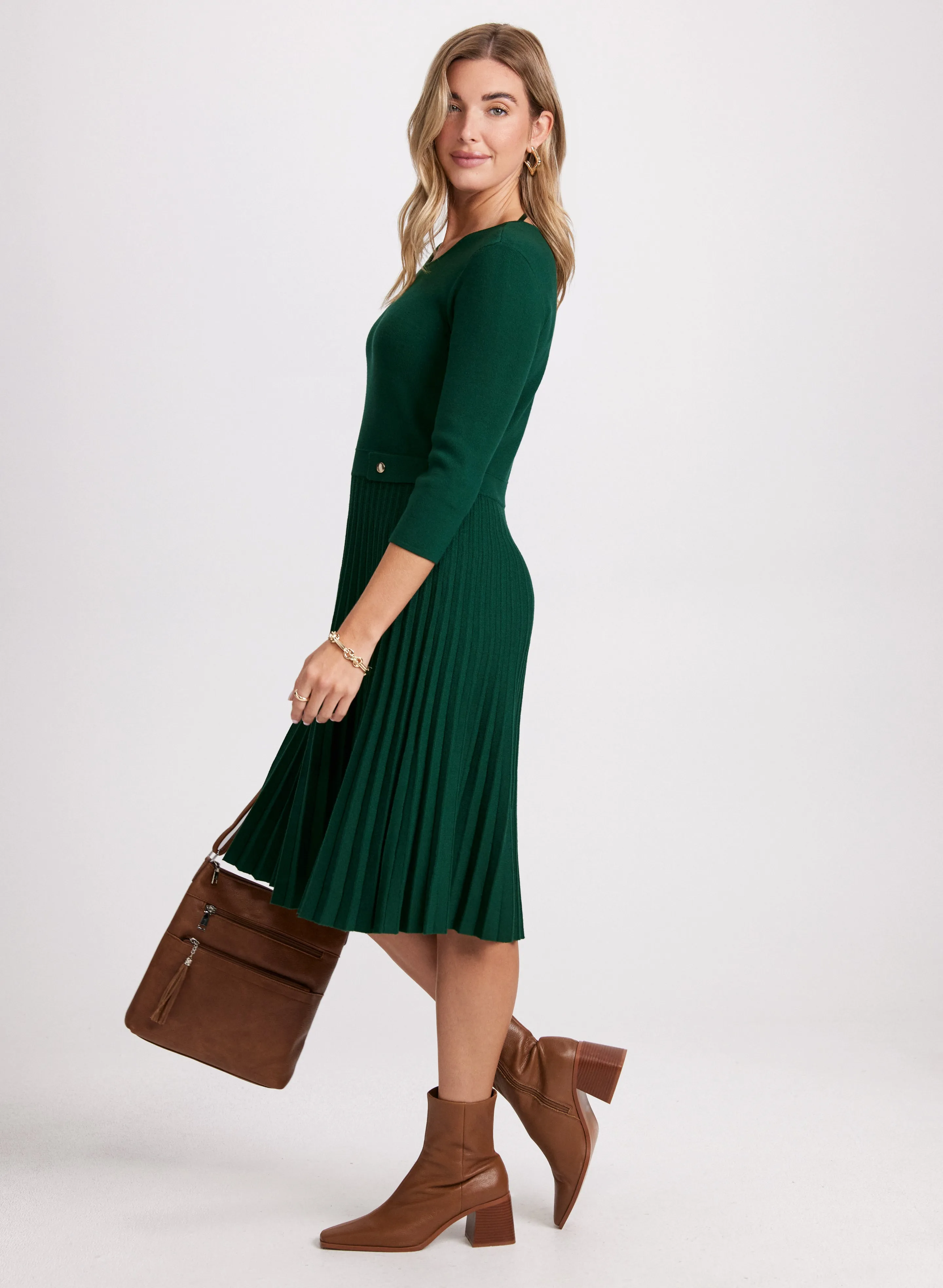 Pleated Sweater Dress