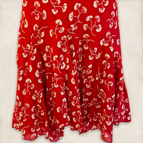 Ralph Lauren Red & White Cotton Floral Skirt  Size S Approx UK 10/12 US 6/8 EU 38/40