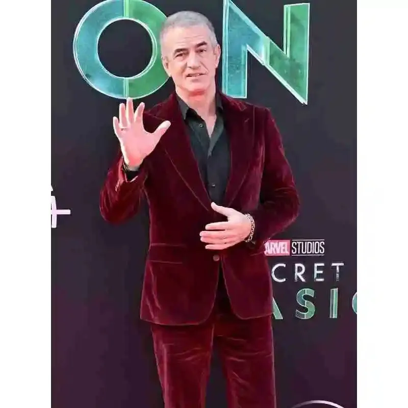 Secret Invasion Premiere Dermot Mulroney Red Velvet Suit