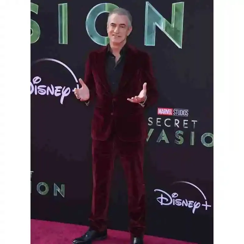 Secret Invasion Premiere Dermot Mulroney Red Velvet Suit