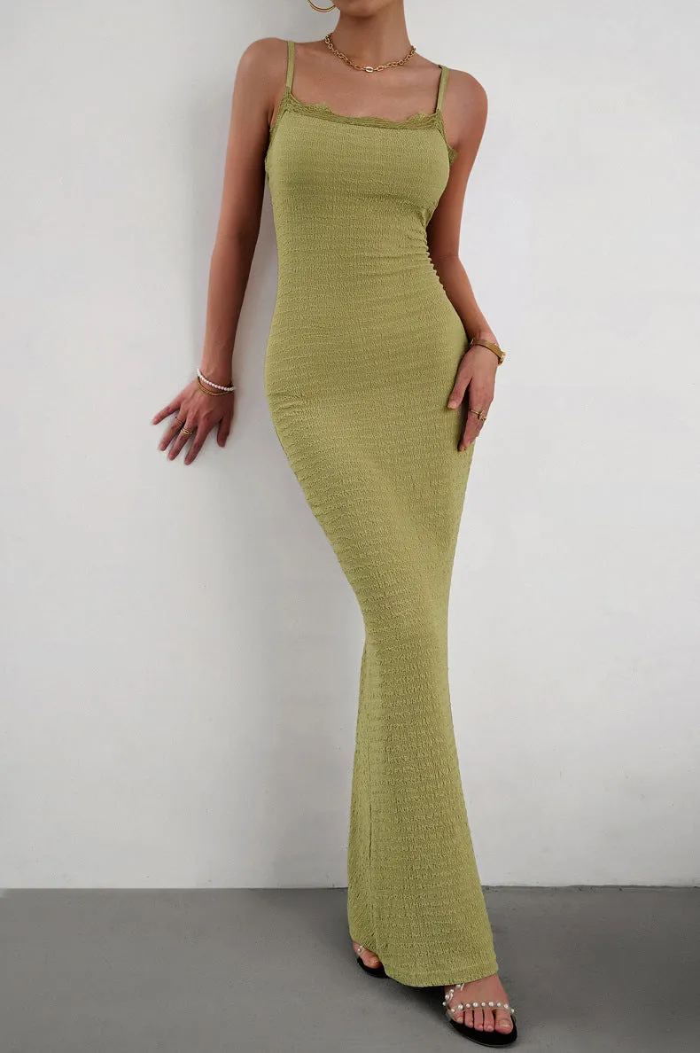 Spaghetti Strap Maxi Fishtail Dress