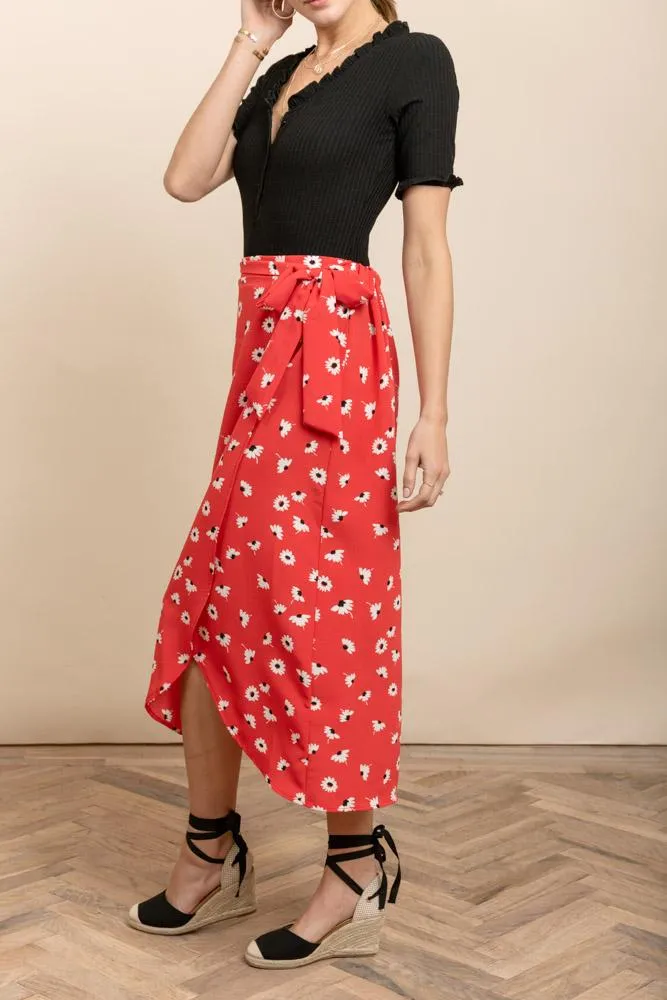 Sweet Daisies Faux Wrap Skirt