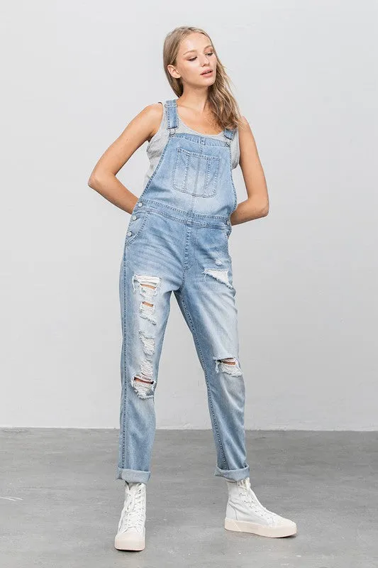 TEEK - LIGHT WASH HEAVY BODY PREMIUM DESTROY OVERALLS