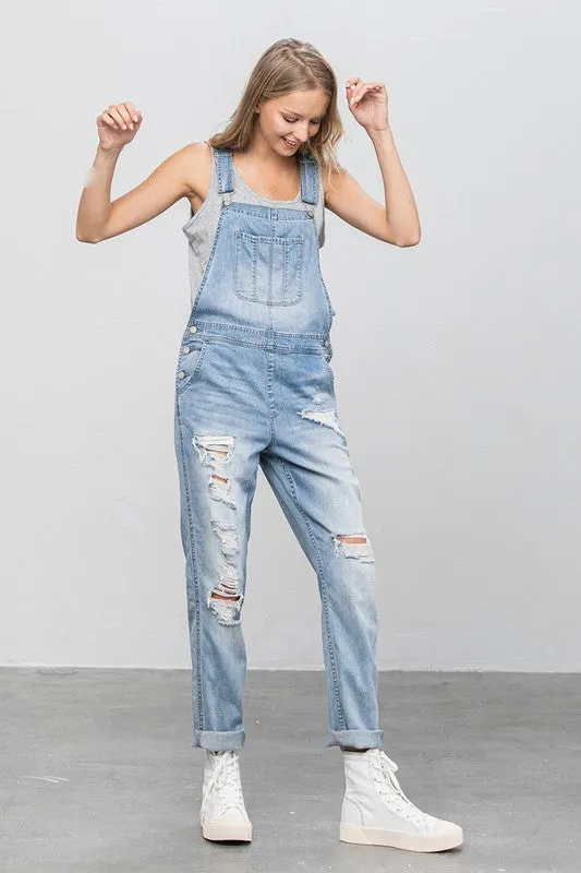 TEEK - LIGHT WASH HEAVY BODY PREMIUM DESTROY OVERALLS