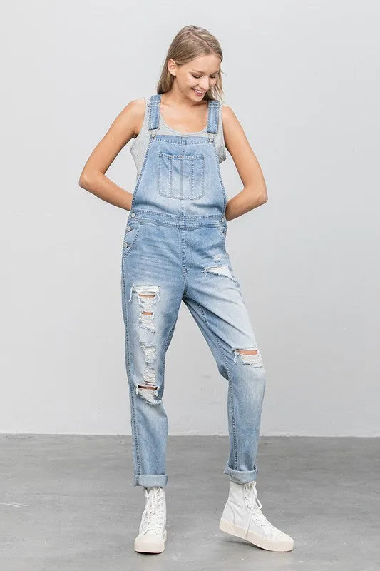 TEEK - LIGHT WASH HEAVY BODY PREMIUM DESTROY OVERALLS