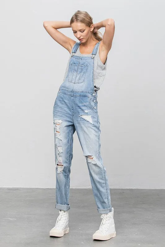 TEEK - LIGHT WASH HEAVY BODY PREMIUM DESTROY OVERALLS