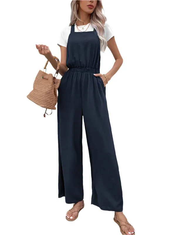 TEEK - Purplish Blue Navy Elastic Belt Overalls