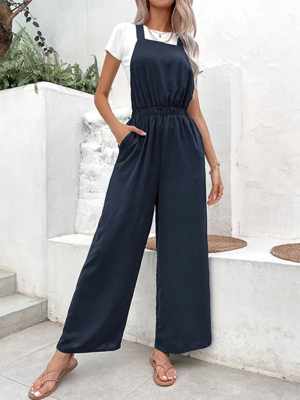 TEEK - Purplish Blue Navy Elastic Belt Overalls