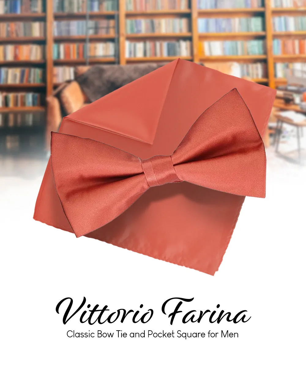 Vittorio Farina Men's Satin Bow Tie & Pocket Square in Gift Box