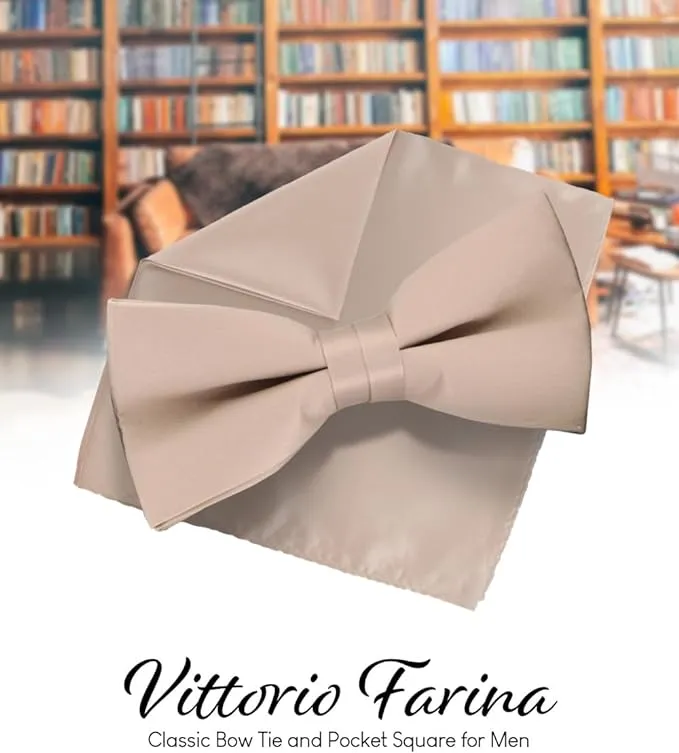 Vittorio Farina Men's Satin Bow Tie & Pocket Square in Gift Box