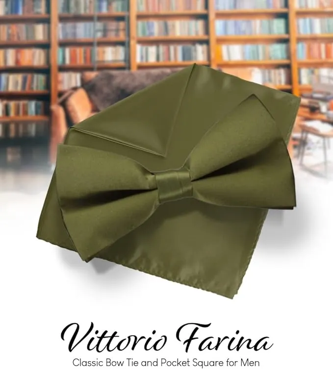 Vittorio Farina Men's Satin Bow Tie & Pocket Square in Gift Box