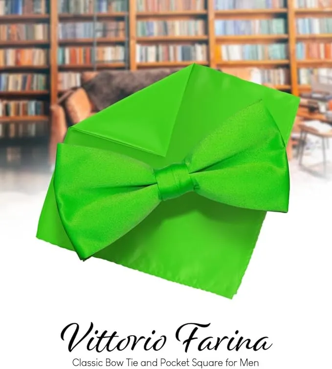 Vittorio Farina Men's Satin Bow Tie & Pocket Square in Gift Box