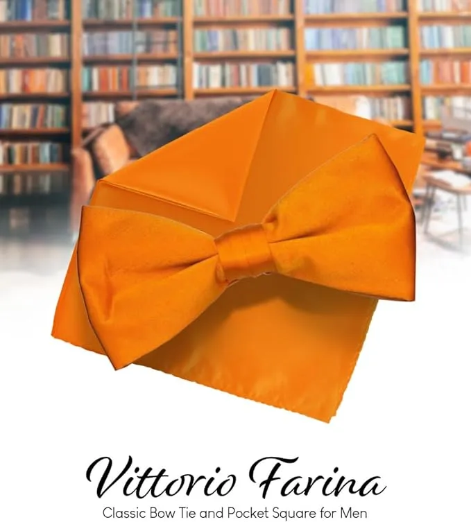 Vittorio Farina Men's Satin Bow Tie & Pocket Square in Gift Box