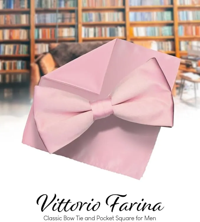 Vittorio Farina Men's Satin Bow Tie & Pocket Square in Gift Box