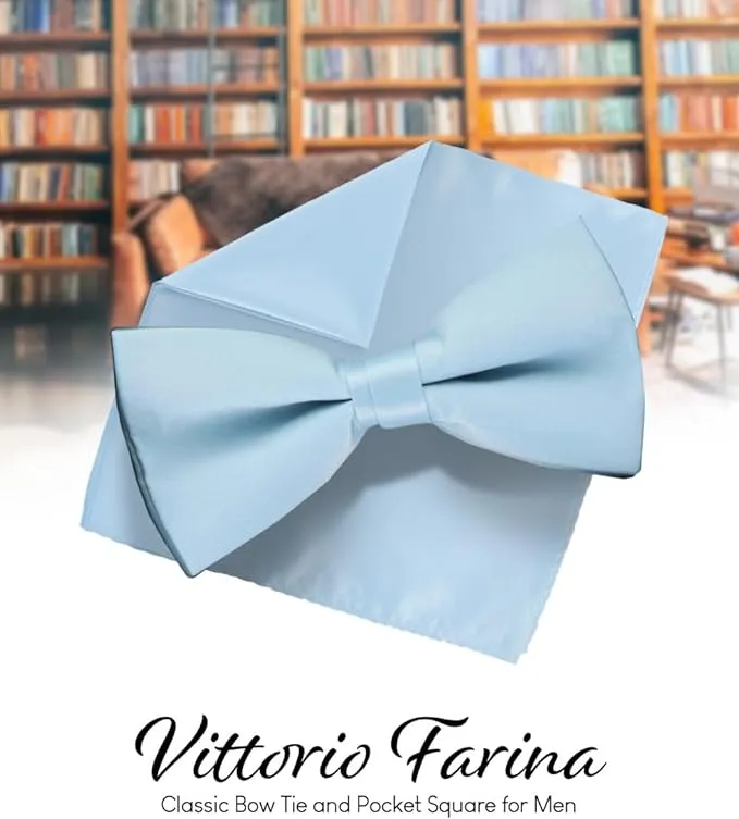 Vittorio Farina Men's Satin Bow Tie & Pocket Square in Gift Box