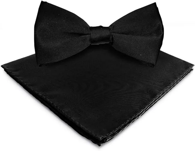 Vittorio Farina Men's Satin Bow Tie & Pocket Square in Gift Box