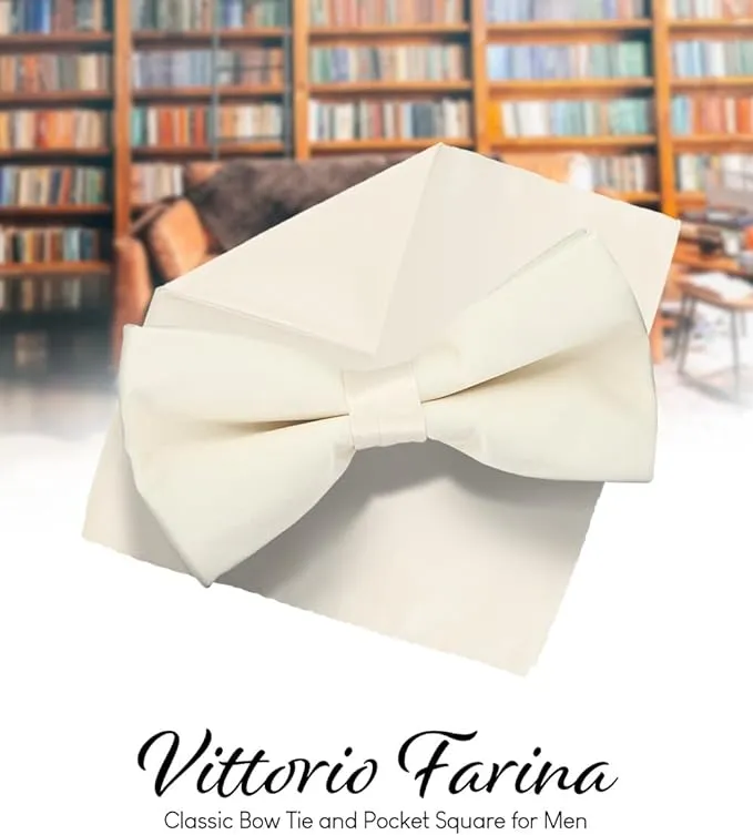 Vittorio Farina Men's Satin Bow Tie & Pocket Square in Gift Box