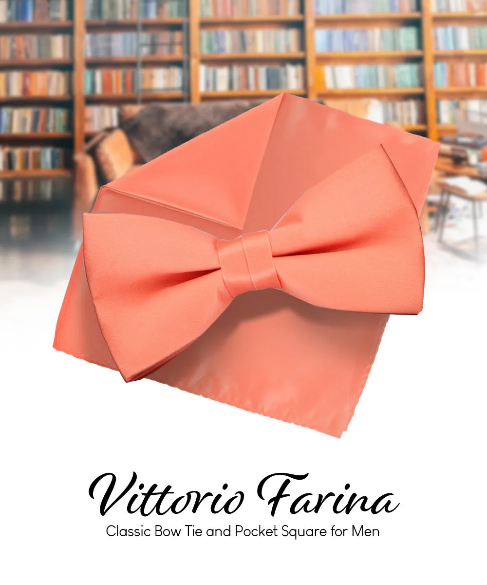 Vittorio Farina Men's Satin Bow Tie & Pocket Square in Gift Box