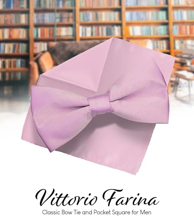 Vittorio Farina Men's Satin Bow Tie & Pocket Square in Gift Box