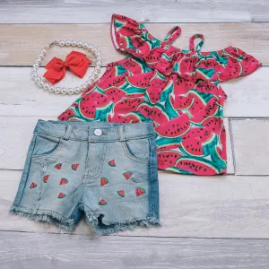 Watermelon Splash Denim set