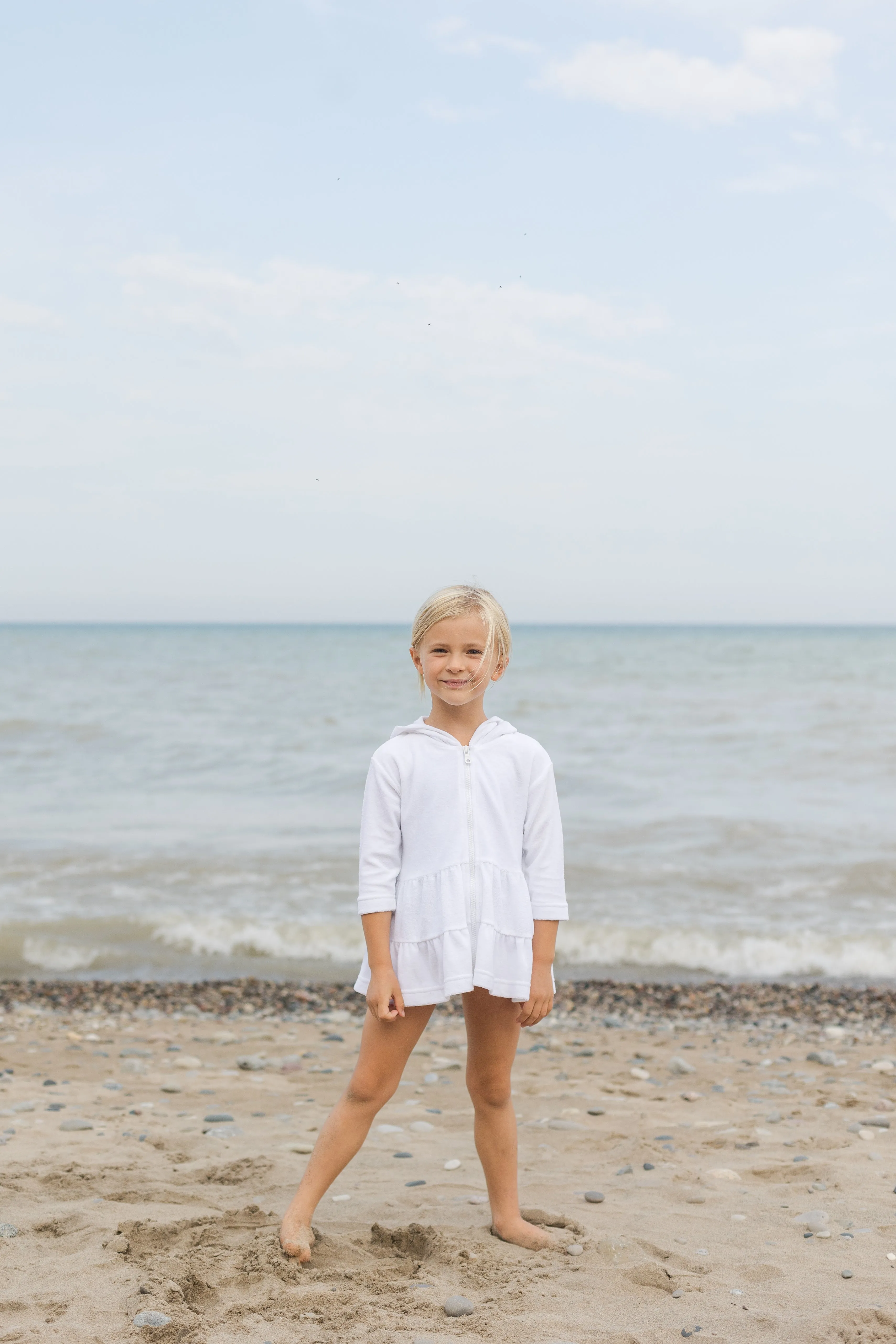 White Hooded Coverup with Tiers