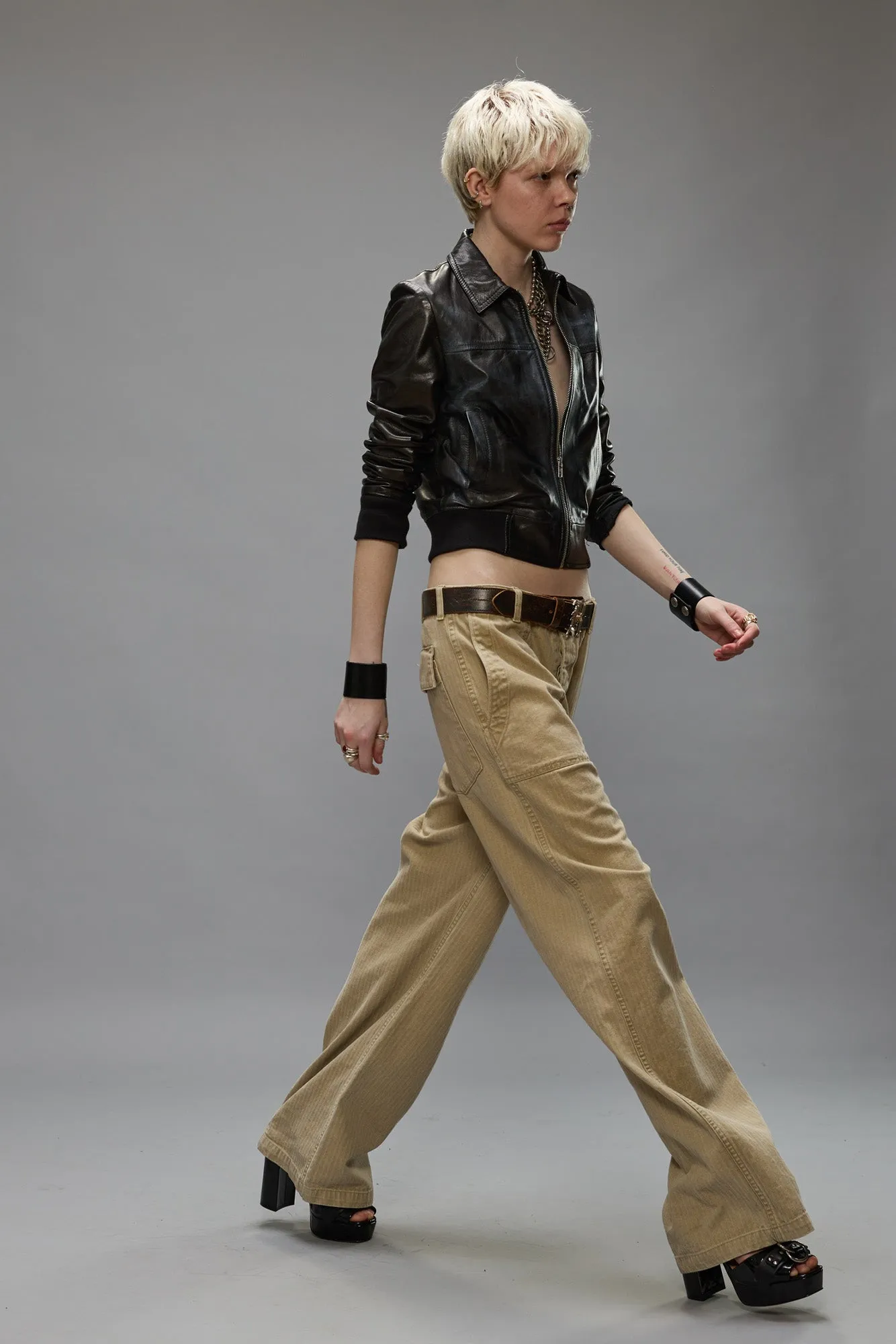 WIDE LEG UTILITY PANT - BEIGE