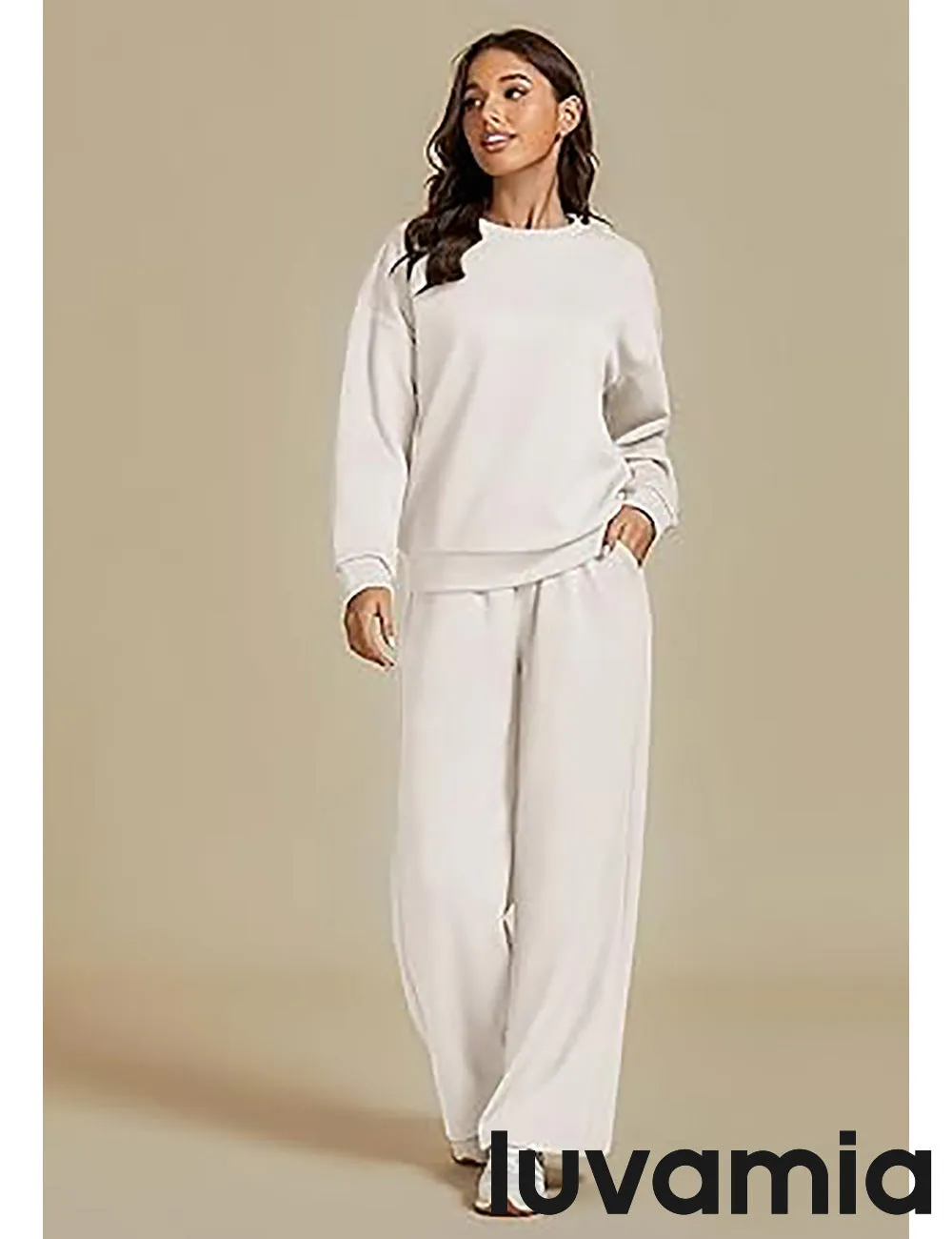 Women's Cozy Wide Leg Lounge Set with full length and Long Sleeve