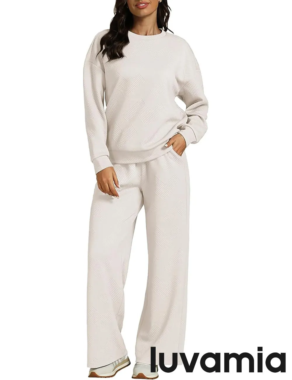 Women's Cozy Wide Leg Lounge Set with full length and Long Sleeve