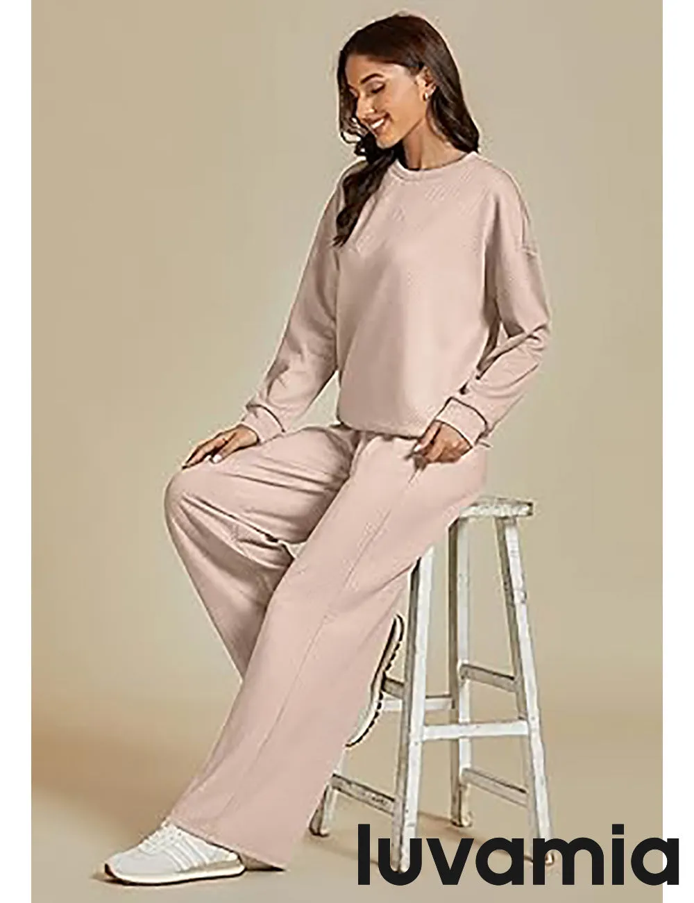 Women's Cozy Wide Leg Lounge Set with full length and Long Sleeve