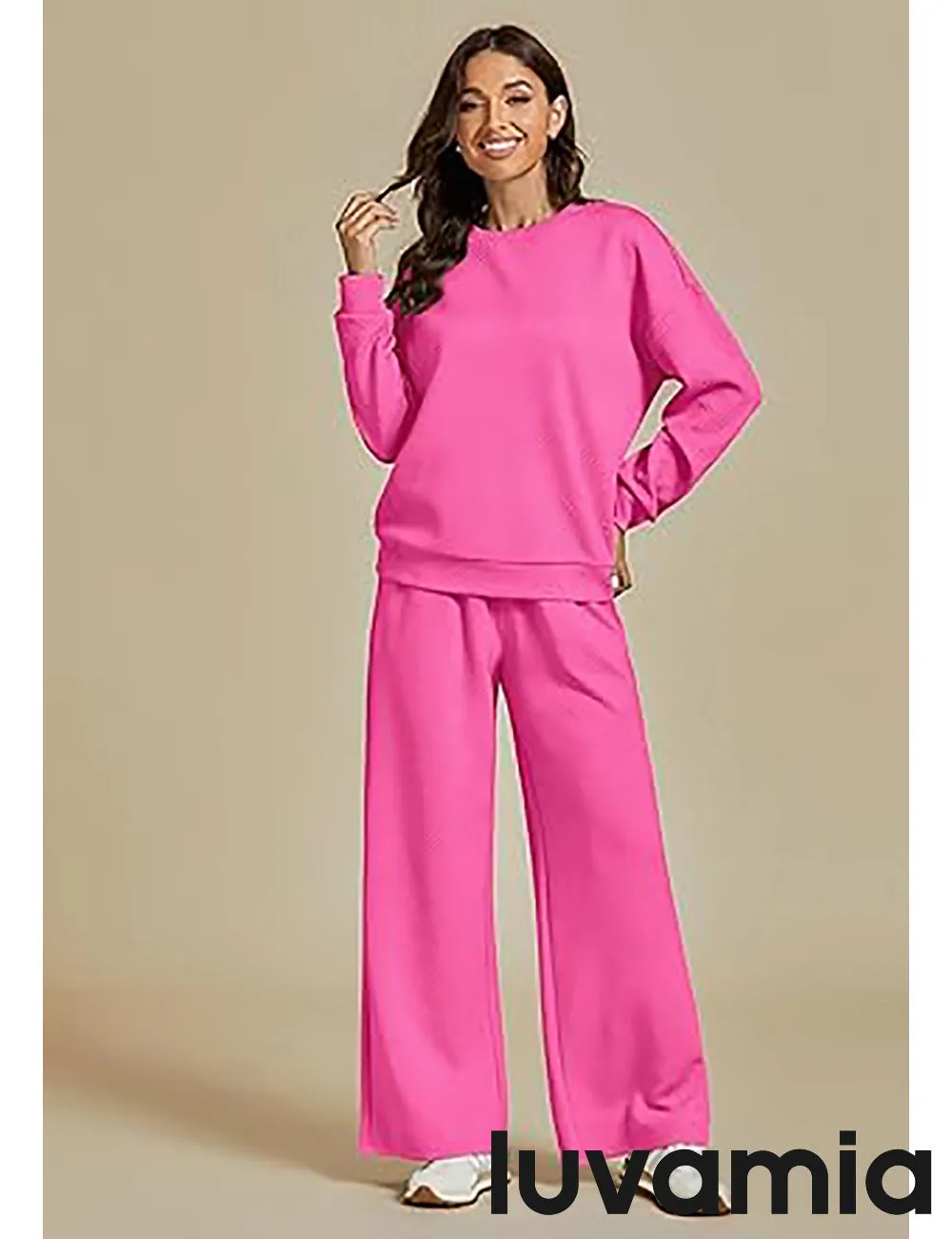 Women's Cozy Wide Leg Lounge Set with full length and Long Sleeve