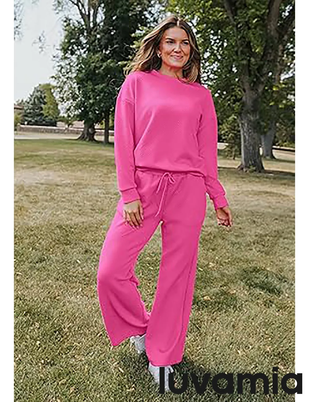 Women's Cozy Wide Leg Lounge Set with full length and Long Sleeve