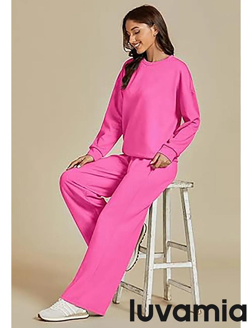 Women's Cozy Wide Leg Lounge Set with full length and Long Sleeve