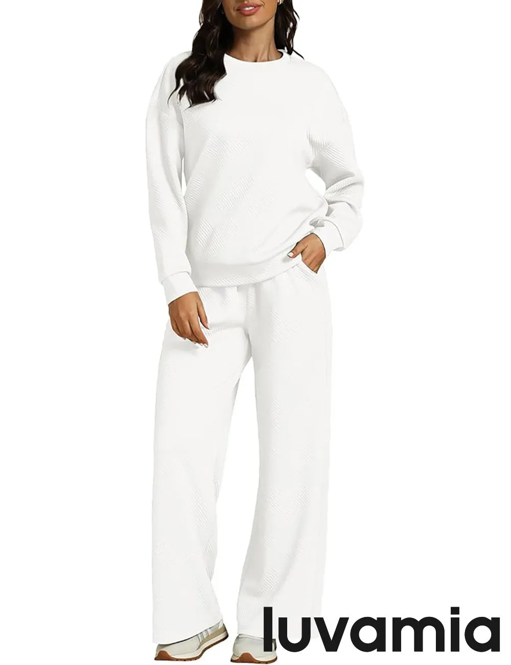 Women's Cozy Wide Leg Lounge Set with full length and Long Sleeve