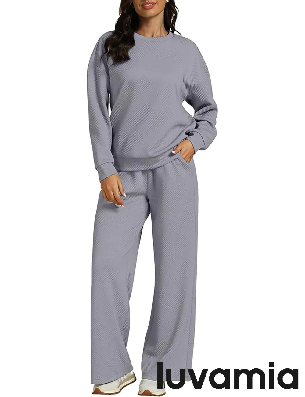 Women's Cozy Wide Leg Lounge Set with full length and Long Sleeve