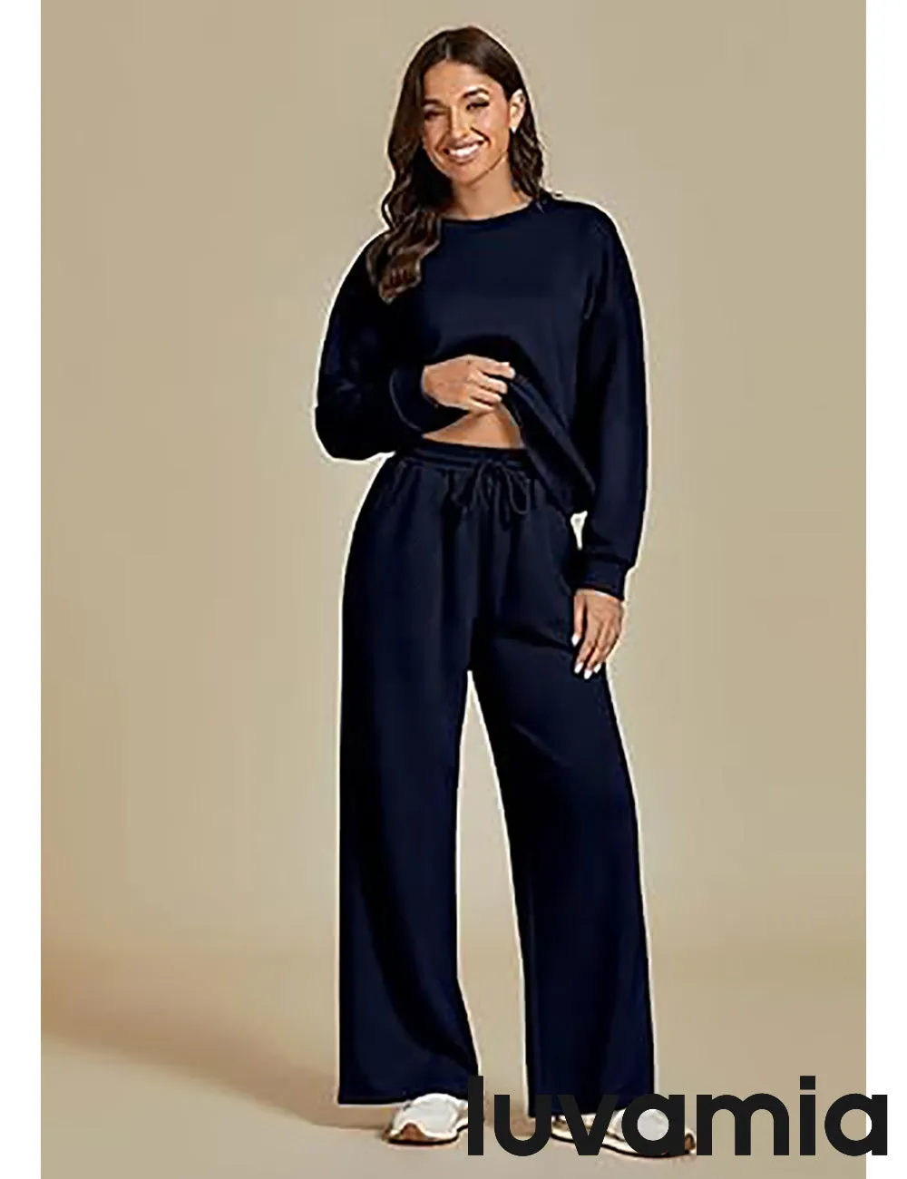 Women's Cozy Wide Leg Lounge Set with full length and Long Sleeve