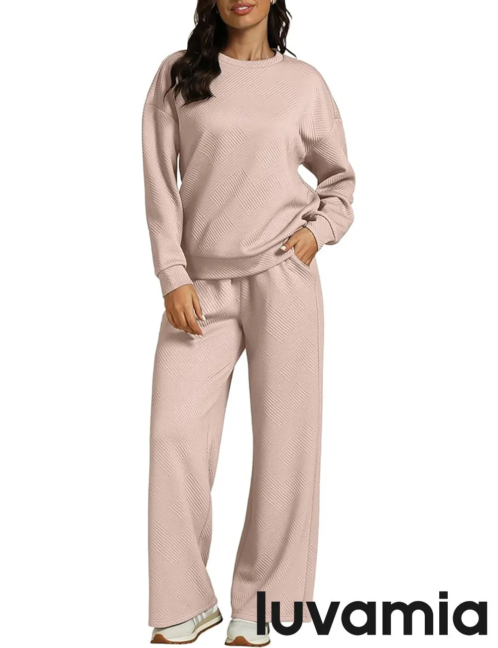 Women's Cozy Wide Leg Lounge Set with full length and Long Sleeve