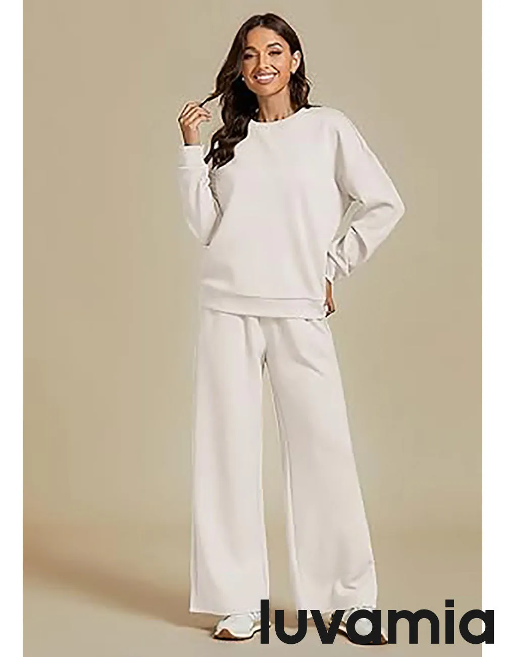 Women's Cozy Wide Leg Lounge Set with full length and Long Sleeve