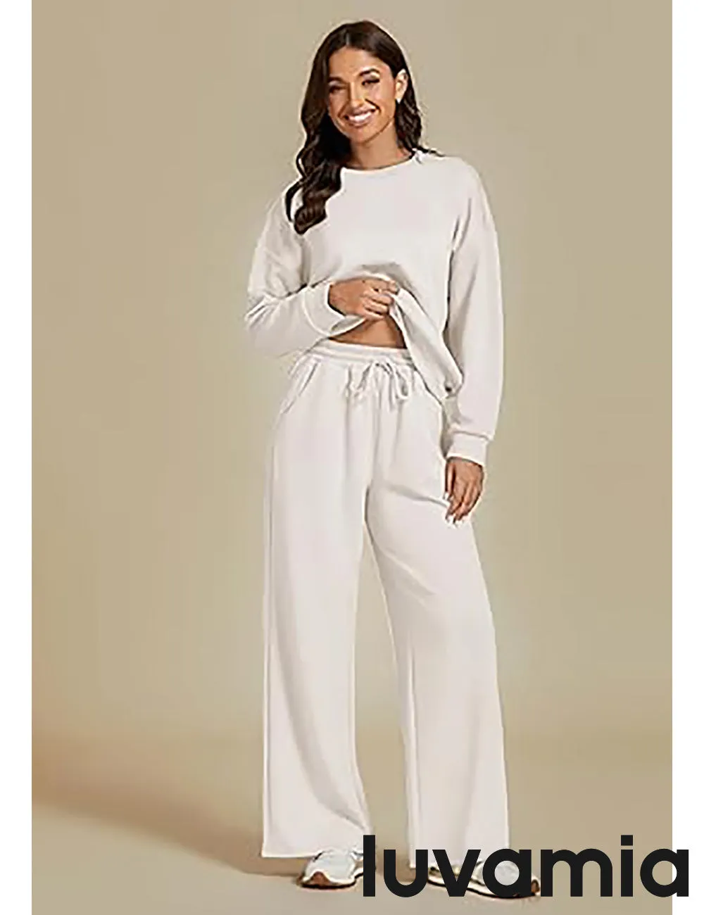 Women's Cozy Wide Leg Lounge Set with full length and Long Sleeve