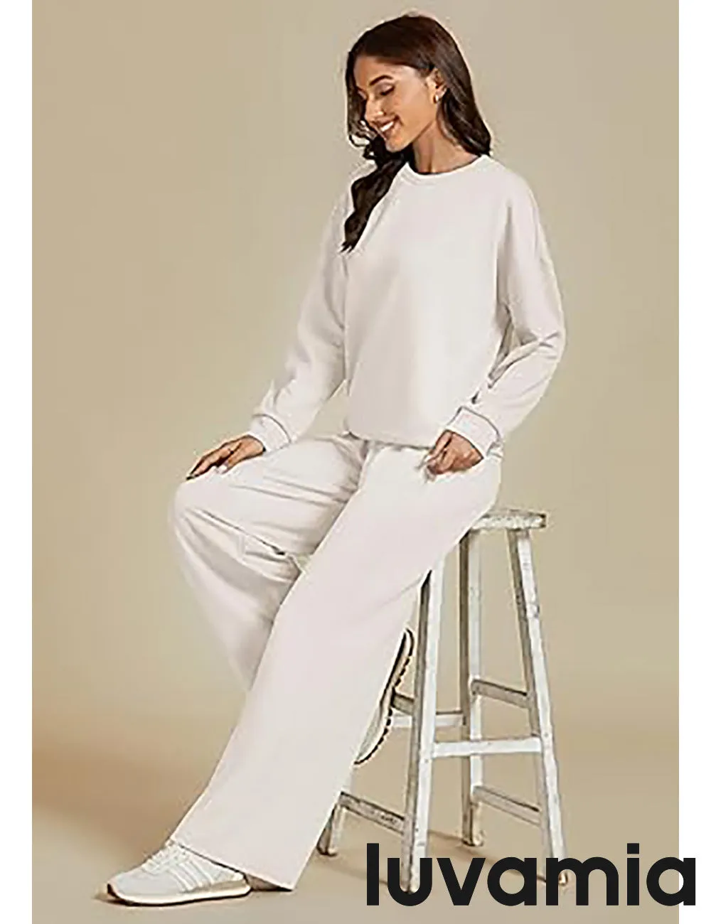 Women's Cozy Wide Leg Lounge Set with full length and Long Sleeve