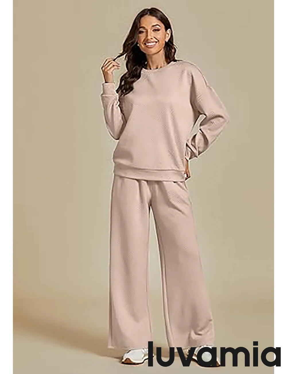 Women's Cozy Wide Leg Lounge Set with full length and Long Sleeve