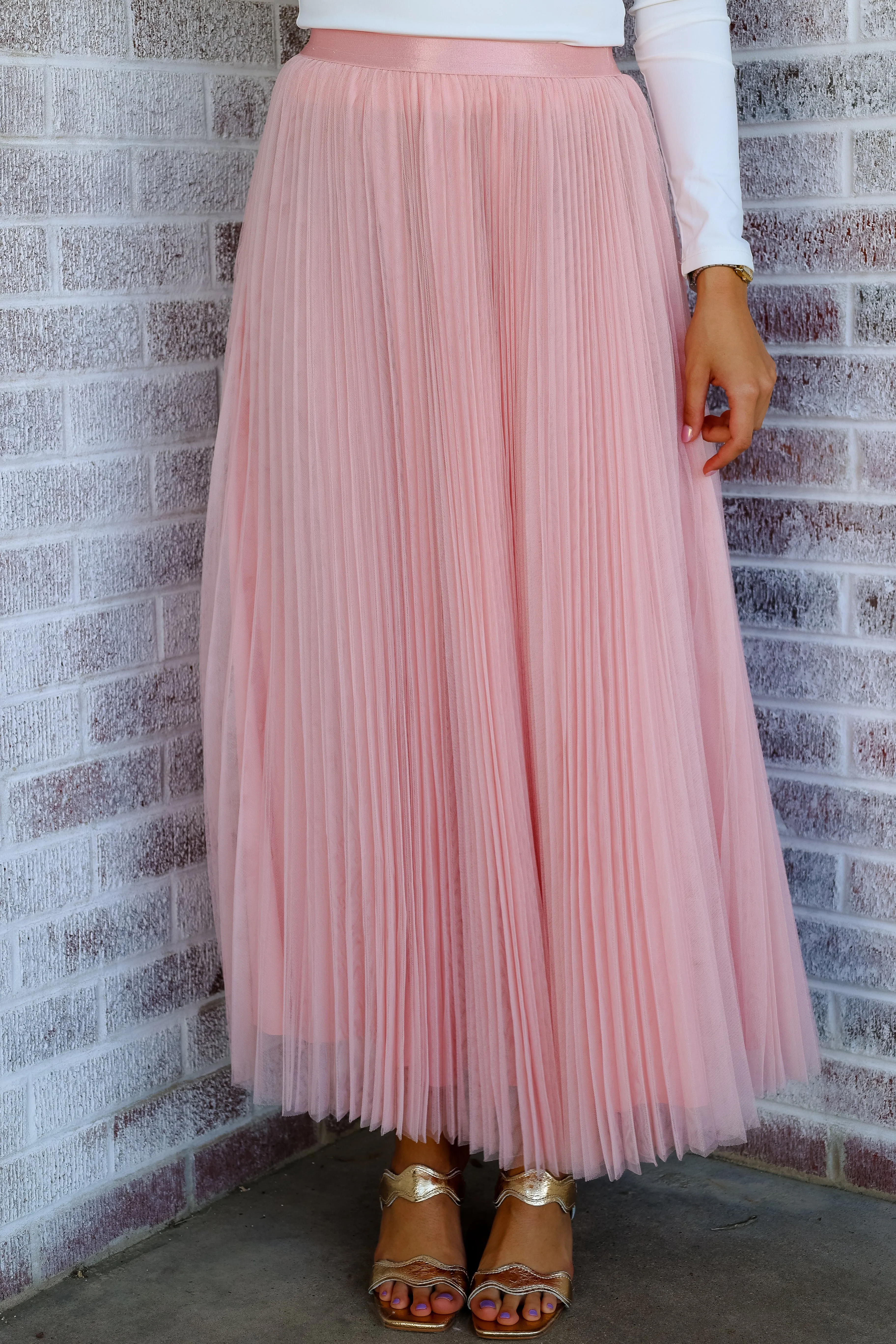 Wreckless Love Pleated Tulle Maxi Skirt